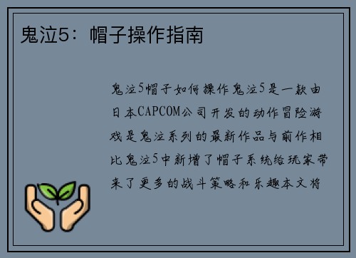 鬼泣5:帽子操作指南