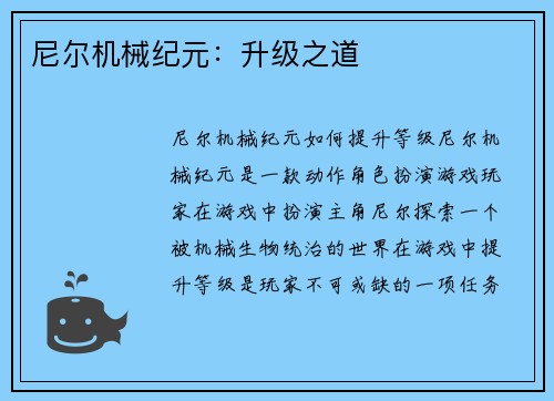 尼尔机械纪元：升级之道